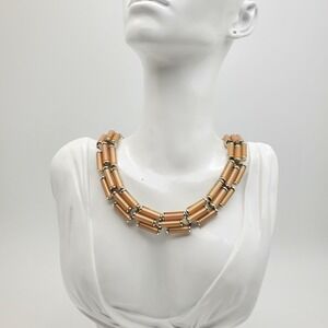 Charel Choker Necklace Peach Lucite Acrylic Vintage Statement Collar Mid Century